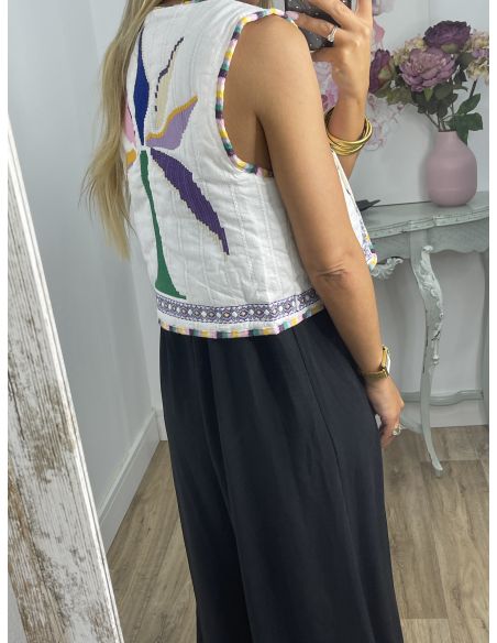 Chaleco Grecia blanco con bordados