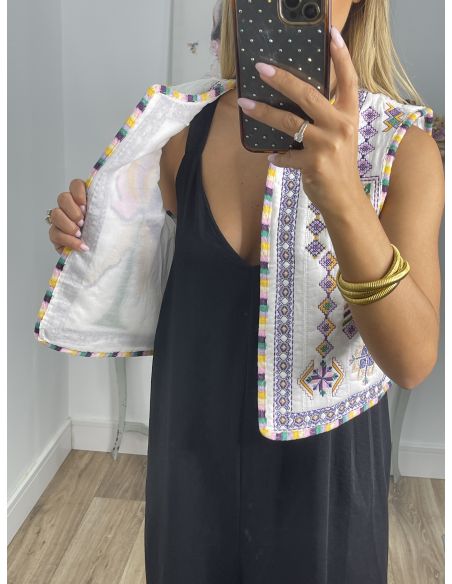 Chaleco Grecia blanco con bordados
