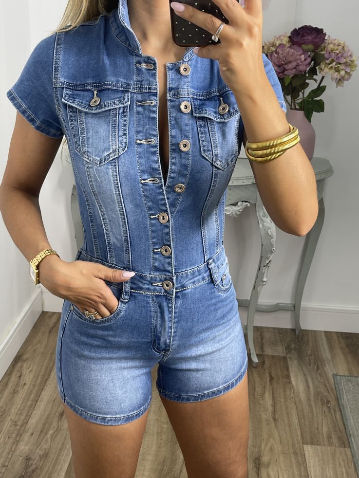 Mono vaquero corto ajustado