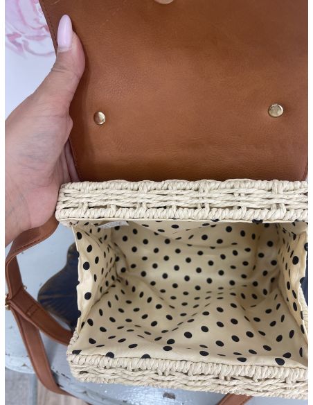 Bolso mimbre camel