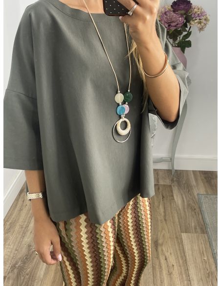 Camiseta oversize verde kaki