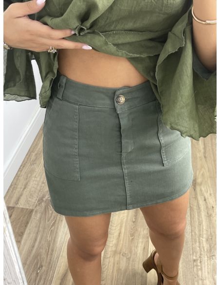Falda pantalón vaquera verde kaki