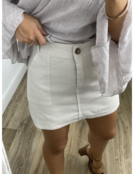 Falda pantalón vaquera beige