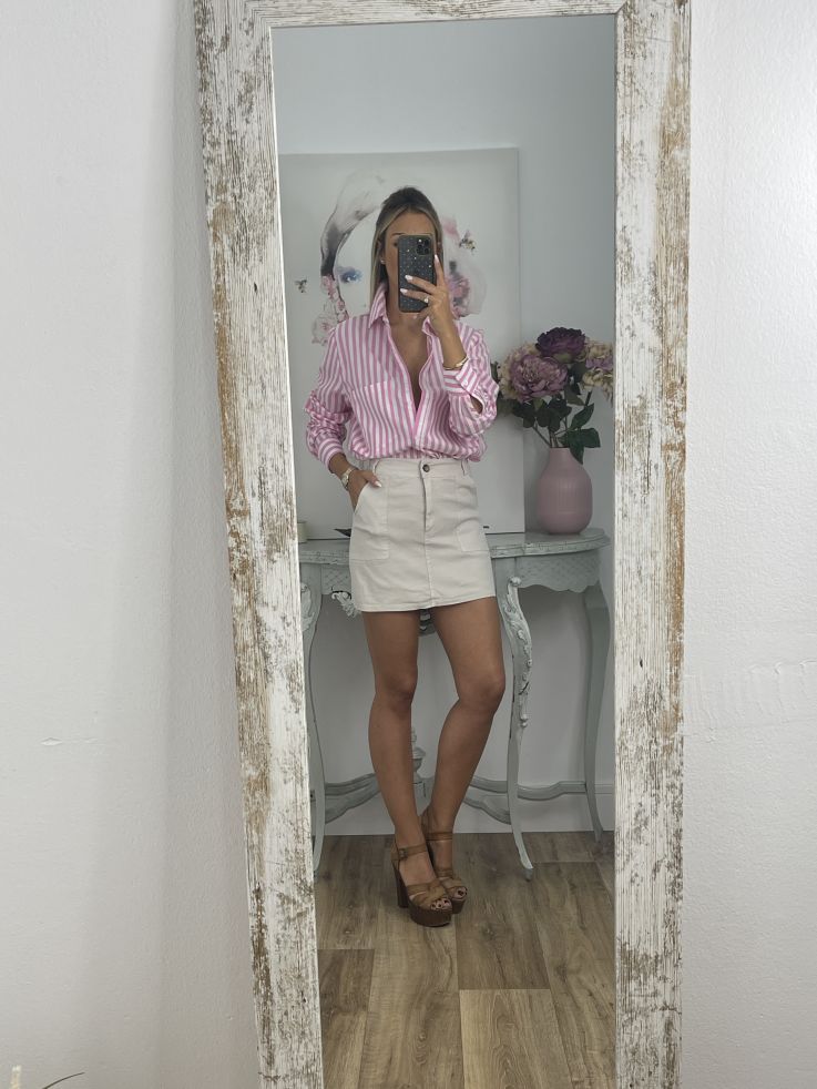 Falda pantalón vaquera beige