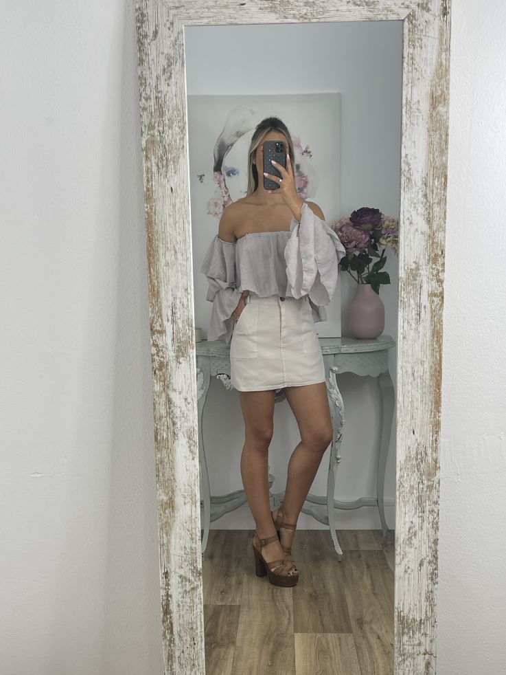 Falda pantalón vaquera beige