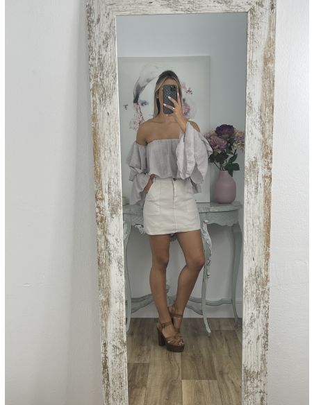 Falda pantalón vaquera beige