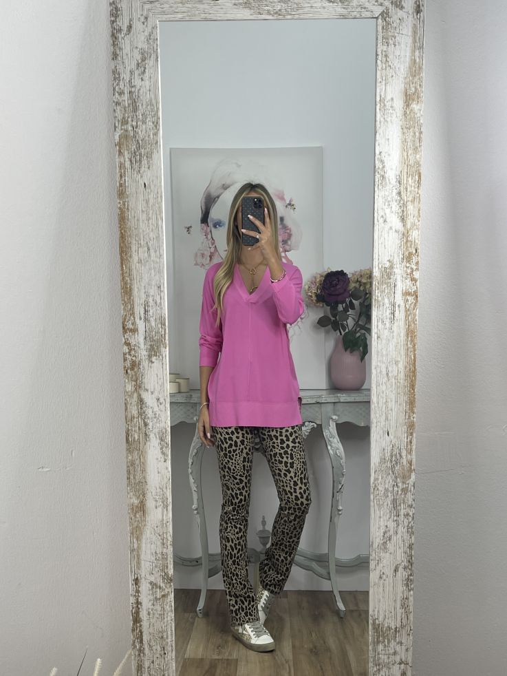 Jersey hilo rosa cuello pico