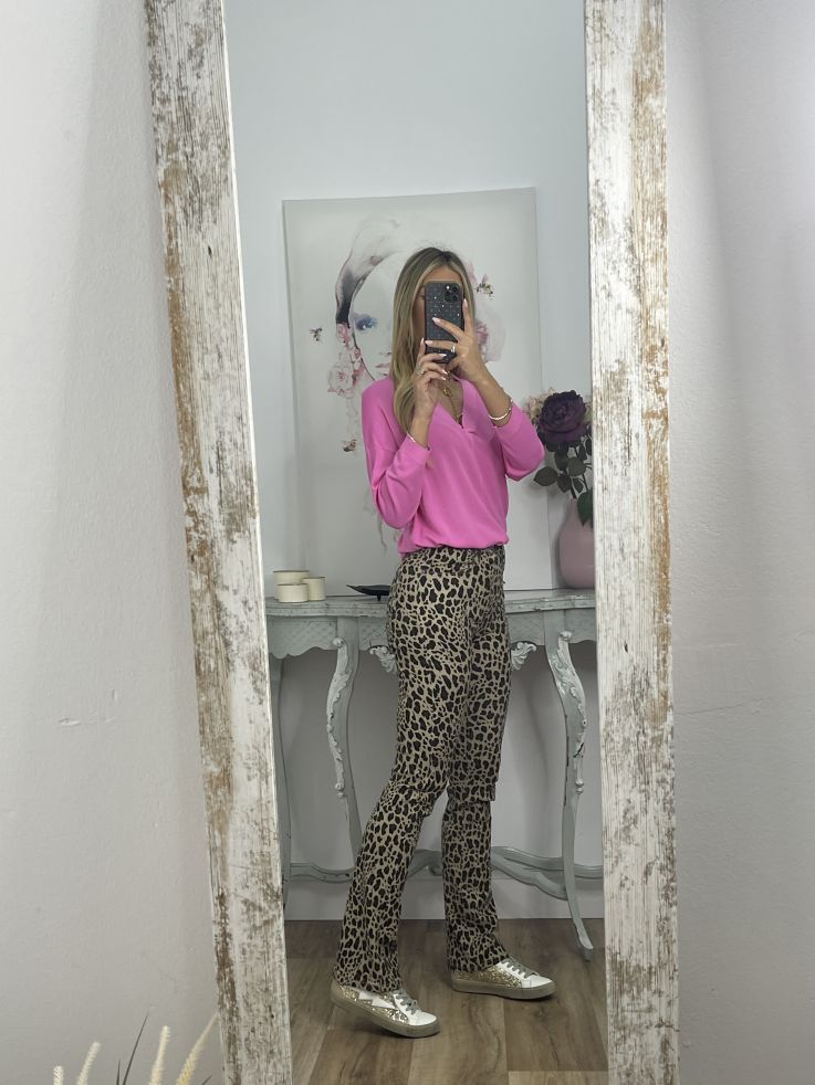 Jersey hilo rosa cuello pico