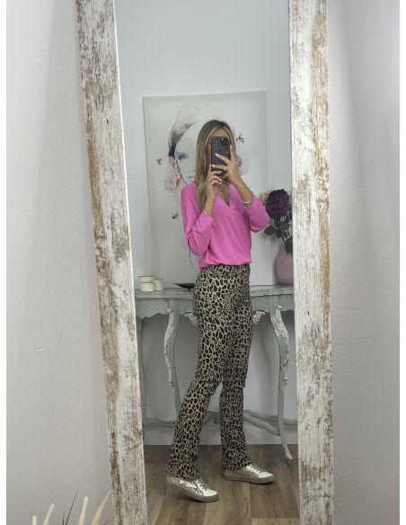 Jersey hilo rosa cuello pico