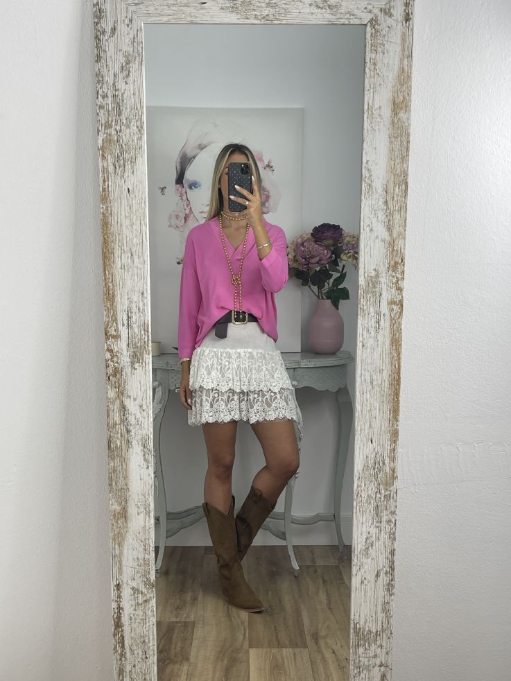 Jersey hilo rosa cuello pico