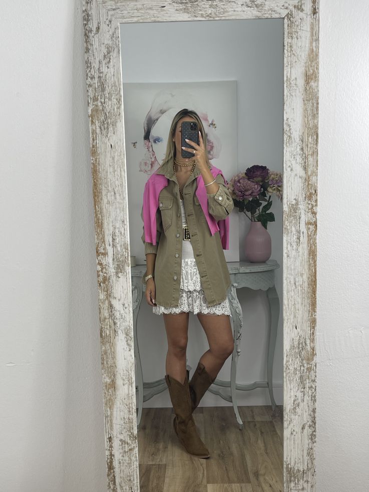 Jersey hilo rosa cuello pico