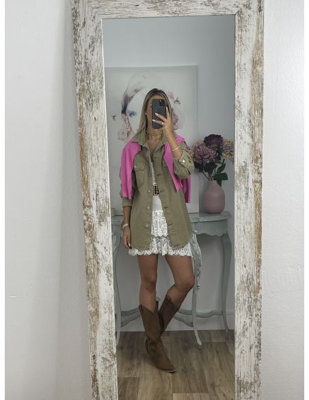 Jersey hilo rosa cuello pico