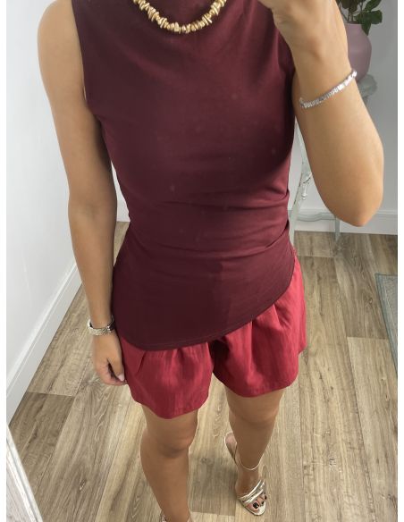 Top burdeos bajo asimétrico