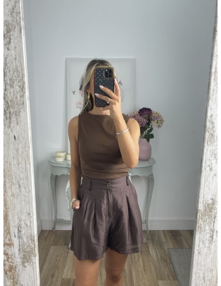 Top chocolate bajo asimétrico