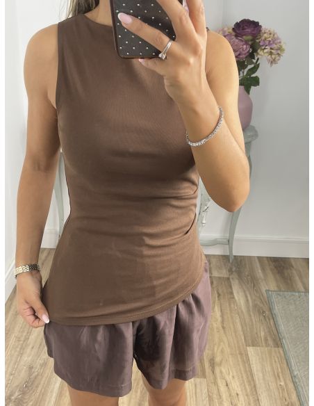 Top chocolate bajo asimétrico