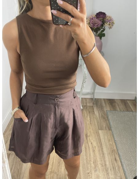 Top chocolate bajo asimétrico