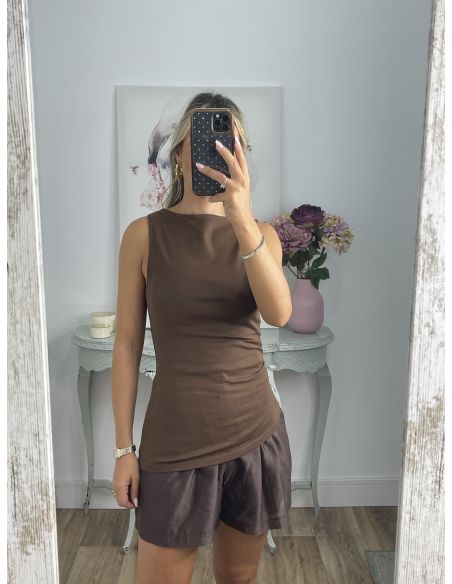 Top chocolate bajo asimétrico