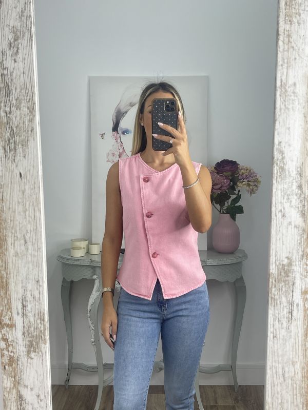 Chaleco vaquero rosa