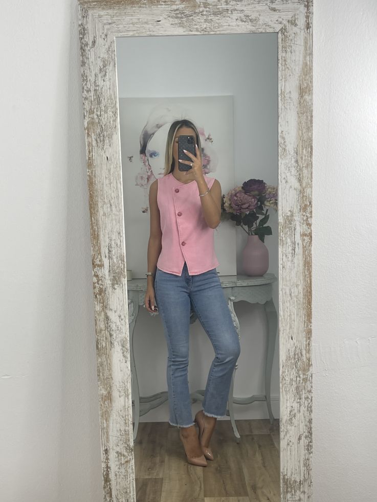 Chaleco vaquero rosa