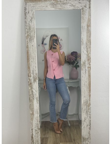 Chaleco vaquero rosa