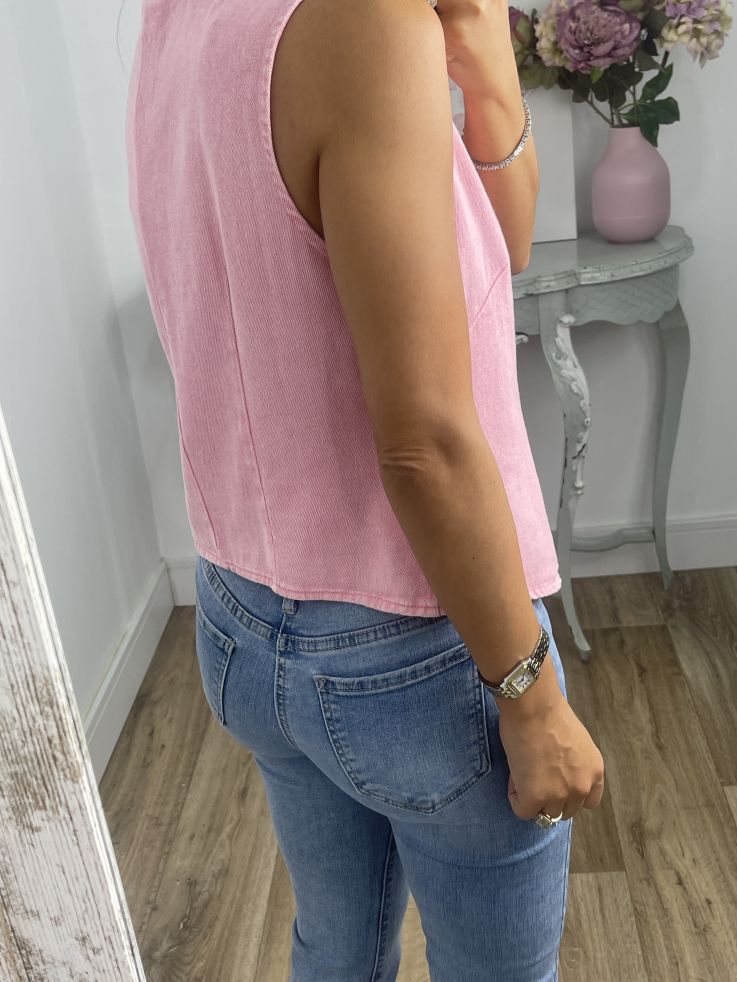 Chaleco vaquero rosa