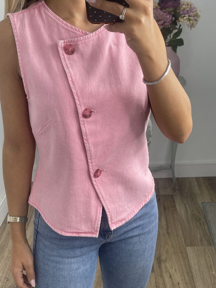 Chaleco vaquero rosa