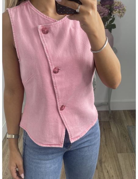 Chaleco vaquero rosa