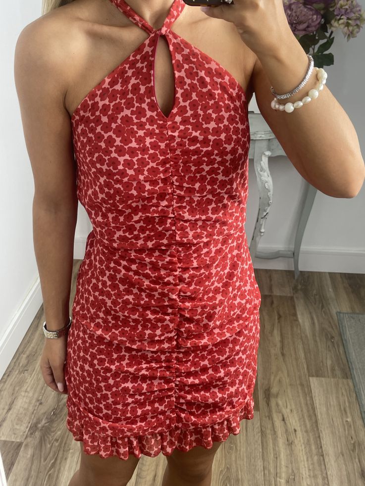 Vestido Giyer rojo flores