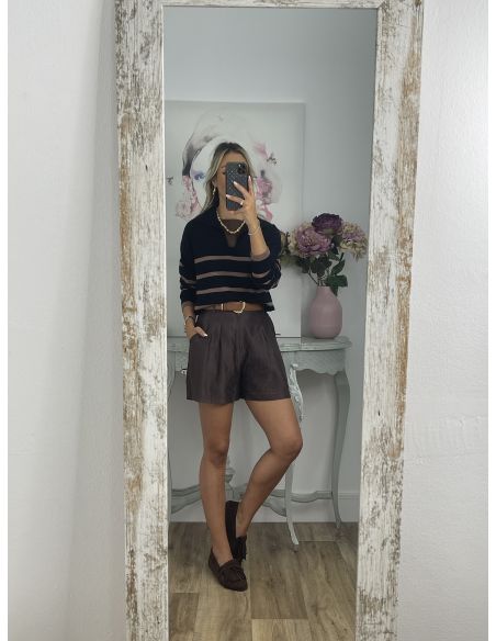 Jersey tipo polo negro y camel