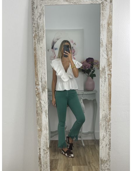 Jeans Poll capri desflecado verde
