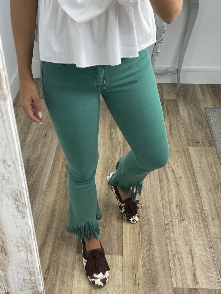 Jeans Poll capri desflecado verde