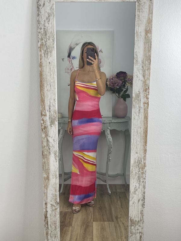 Vestido rayas colores rosa