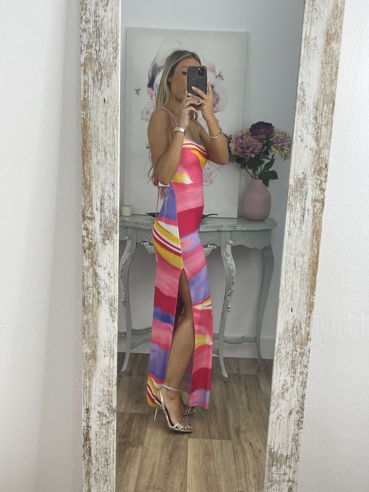 Vestido rayas colores rosa