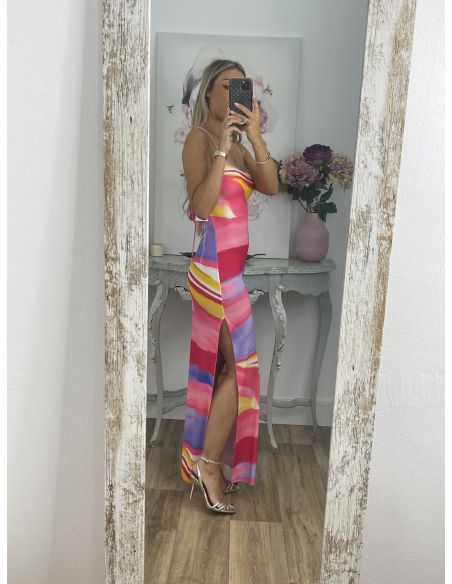 Vestido rayas colores rosa