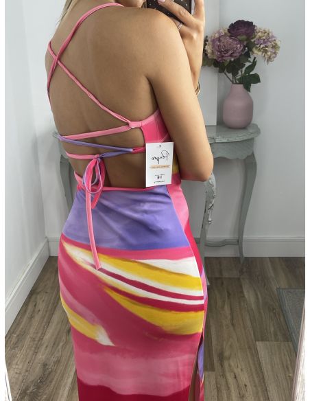 Vestido rayas colores rosa