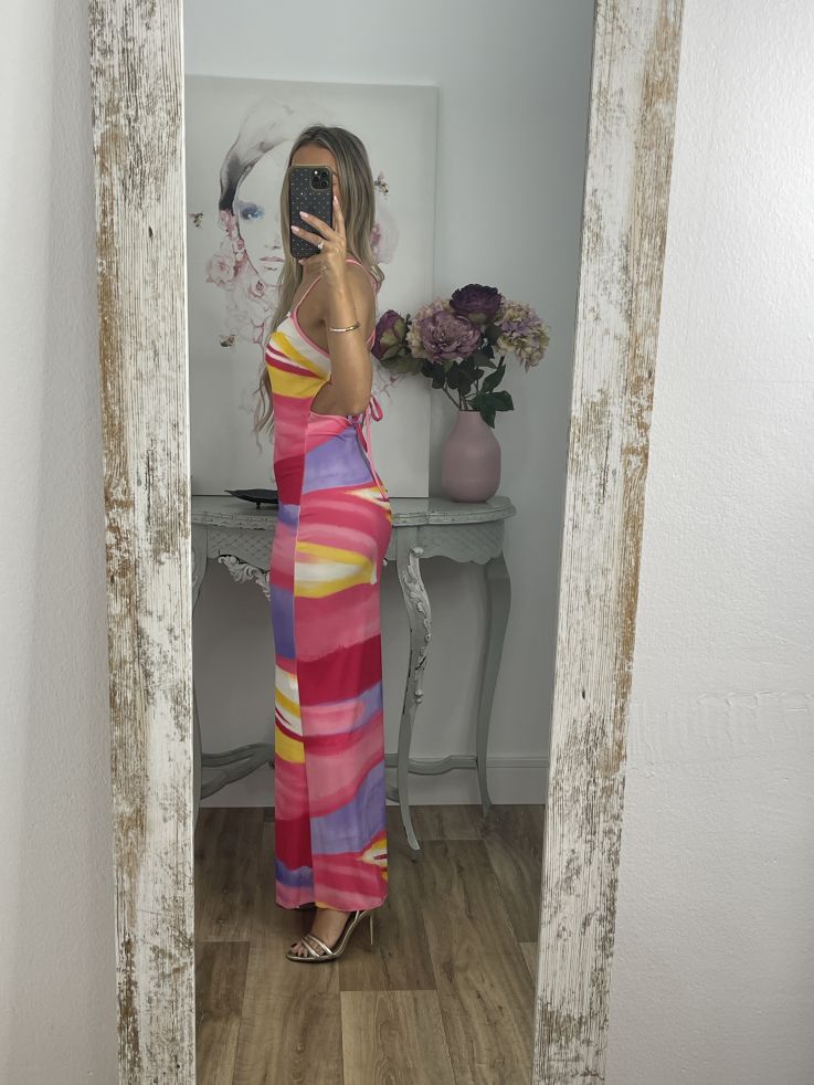 Vestido rayas colores rosa