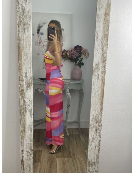 Vestido rayas colores rosa