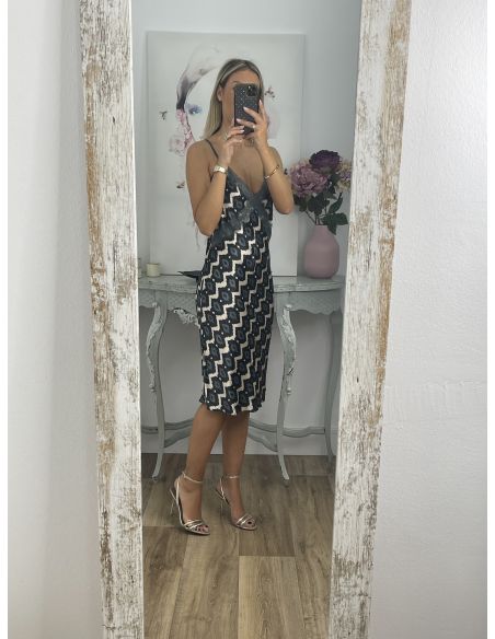 Vestido lencero estampado grisaceo