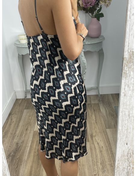 Vestido lencero estampado grisaceo