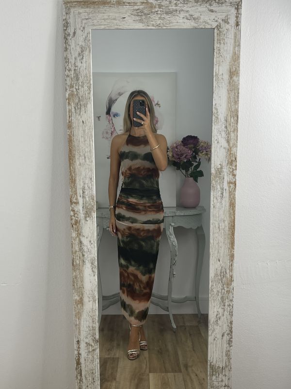 Vestido tull tie dye rayas verde