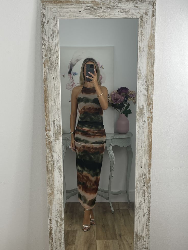 Vestido tull tie dye rayas verde