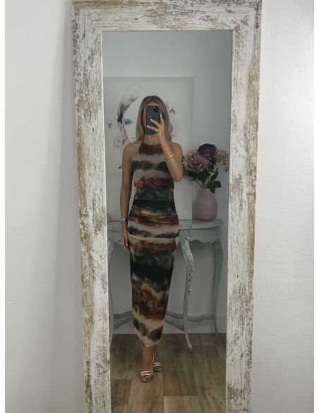 Vestido tull tie dye rayas verde