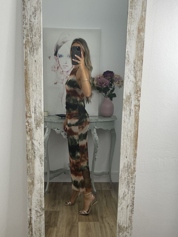 Vestido tull tie dye rayas verde