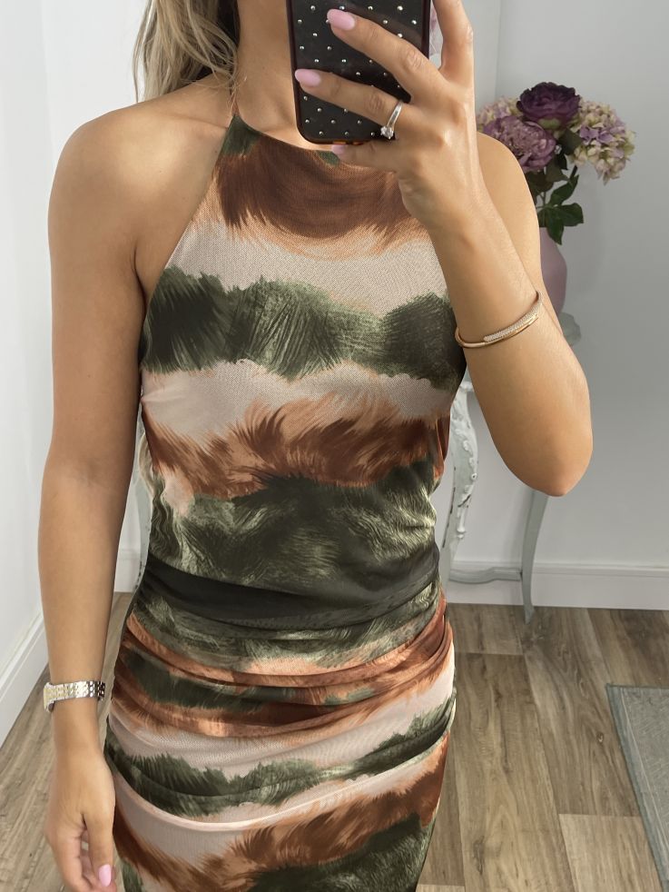 Vestido tull tie dye rayas verde