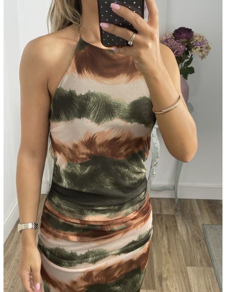 Vestido tull tie dye rayas verde