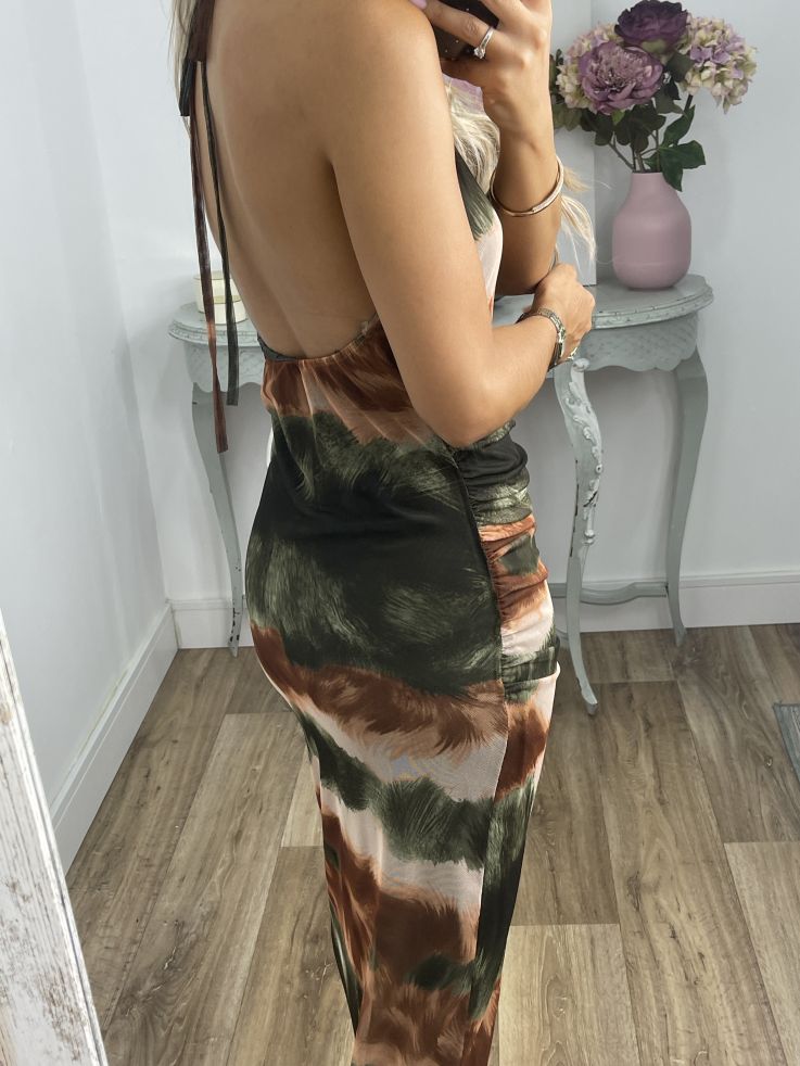 Vestido tull tie dye rayas verde