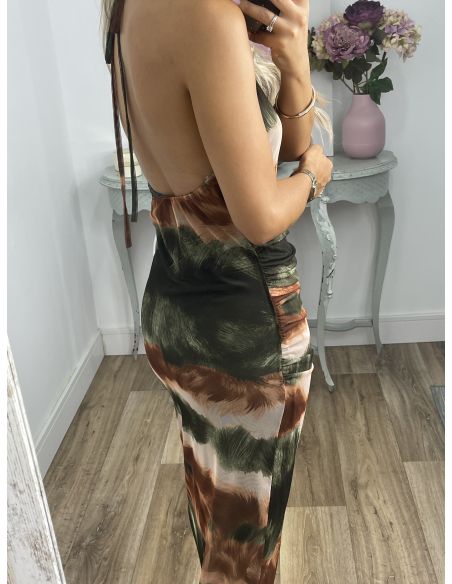 Vestido tull tie dye rayas verde