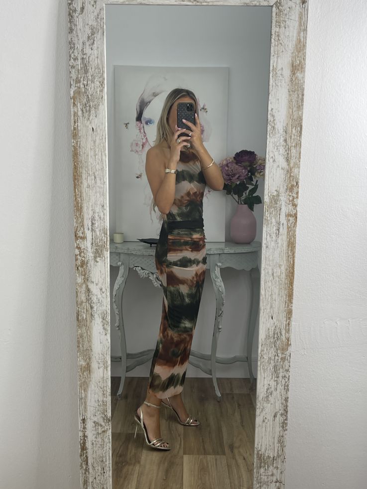 Vestido tull tie dye rayas verde