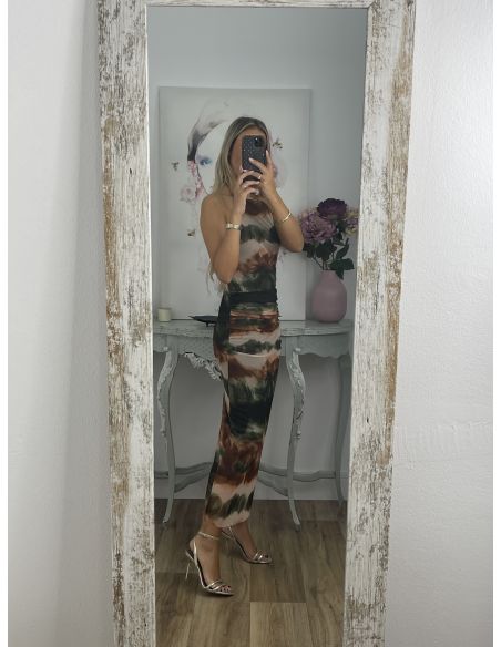 Vestido tull tie dye rayas verde