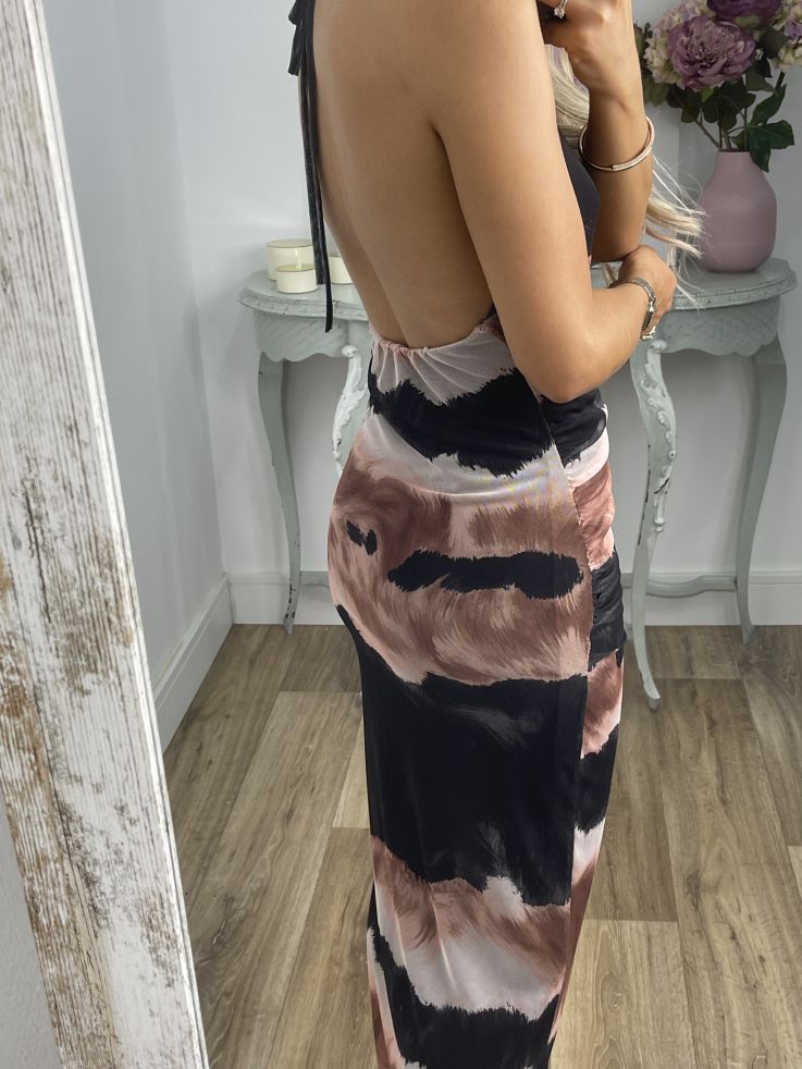 Vestido tull tie dye rayas negro